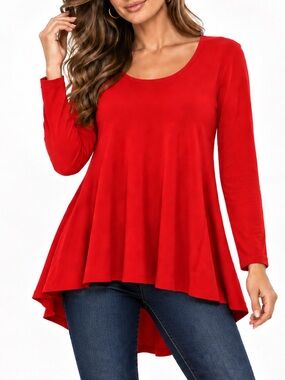 Red Long Sleeve Sweater Tunic S Size